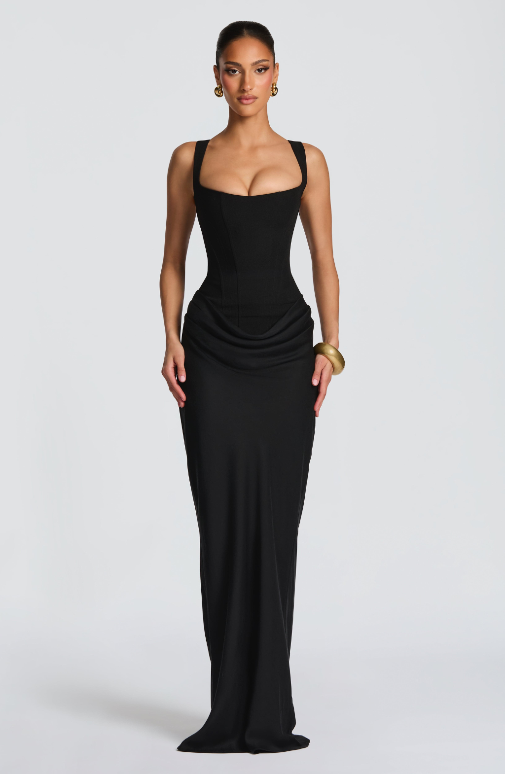 VESTIDO MAXI CON FORMA DE RELOJ DE ARENA