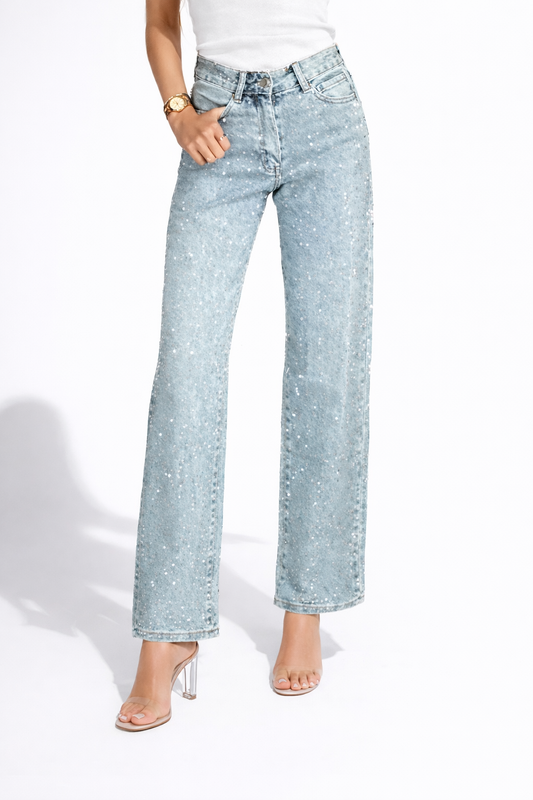 Jeans Mujer de pierna ancha con Brillos 💖