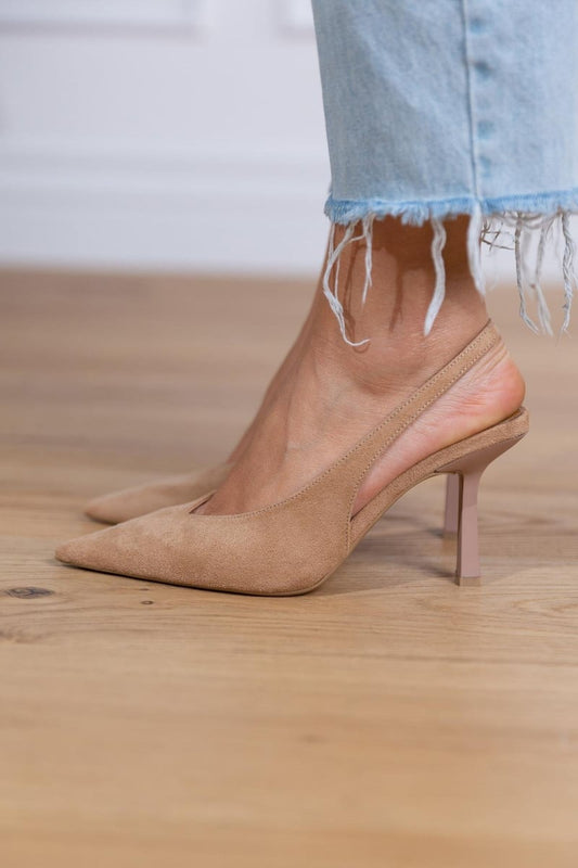 | Zapatos de tacón destalonados nude con tacón fino
